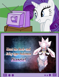 Size: 459x600 | Tagged: safe, rarity, pony, unicorn, diancie, exploitable meme, meme, obligatory pony, pokémon, squee, tv meme