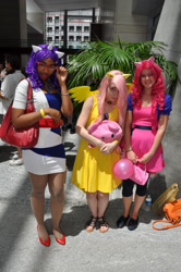 Size: 2848x4288 | Tagged: safe, fluttershy, pinkie pie, rarity, human, cosplay, irl, irl human, photo