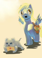Size: 800x1116 | Tagged: safe, artist:danosix, derpy hooves, dog, pegasus, pony, female, letter, mail, mailbag, mailmare, mare, uncanny valley