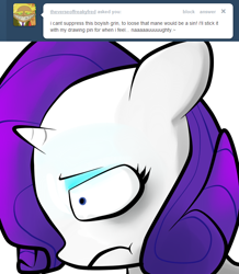 Size: 680x780 | Tagged: safe, artist:moonblizzard, rarity, pony, unicorn, ask, rarity answers, solo, tumblr