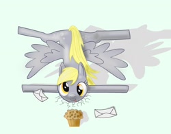 Size: 1986x1552 | Tagged: safe, artist:donarion, derpy hooves, pegasus, pony, female, letter, mare, muffin, solo