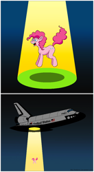 Size: 610x1115 | Tagged: safe, artist:hellarmy, pinkie pie, alien, earth pony, pony, abduction, alien abduction, night, space shuttle