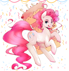 Size: 1555x1621 | Tagged: safe, artist:inkytophat, pinkie pie, earth pony, pony, cake, female, mare, pink coat, pink mane, solo