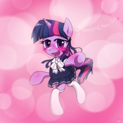 Size: 1280x1280 | Tagged: safe, artist:surgicalarts, derpibooru import, twilight sparkle, pony, bipedal, blushing, clothes, school uniform, socks