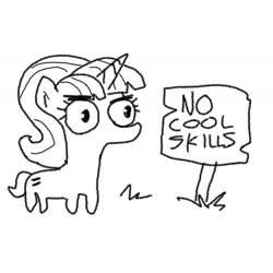 Size: 1440x1440 | Tagged: safe, artist:tjpones, starlight glimmer, pony, unicorn, black and white, doodle, equal cutie mark, female, grayscale, mare, monochrome, no fun allowed, sign, simple background, solo, white background
