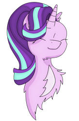 Size: 1167x1785 | Tagged: safe, artist:randomelight, starlight glimmer, pony, unicorn, adorable face, bust, chest fluff, cute, eyes closed, female, fluffy, glimmerbetes, mare, portrait, simple background, smiling, solo, transparent background