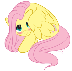 Size: 1354x1338 | Tagged: safe, artist:littletihany, fluttershy, pegasus, pony, blushing, cute, shyabetes, solo