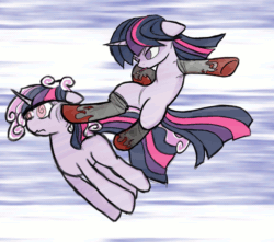 Size: 794x703 | Tagged: safe, artist:thattagen, derpibooru import, screwball, twilight sparkle, action pose, animated, clothes, duality, fight, fusion, kicking, mouth hold, pocky, screwlight sparkle, socks, sockypockytwi, speed lines, violence