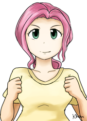 Size: 893x1250 | Tagged: safe, artist:kprovido, fluttershy, human, humanized, light skin, solo