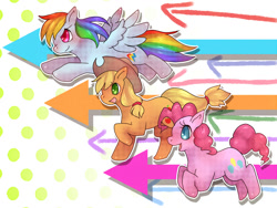 Size: 1024x768 | Tagged: safe, artist:ayahana, derpibooru import, applejack, pinkie pie, rainbow dash, earth pony, pegasus, pony, pixiv