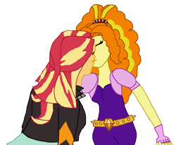 Size: 923x758 | Tagged: safe, artist:ktd1993, adagio dazzle, sunset shimmer, equestria girls, clothes, eyes closed, female, kissing, lesbian, shipping, sunsagio