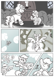 Size: 877x1240 | Tagged: safe, artist:rannva, derpy hooves, dinky hooves, ponet, pegasus, pony, comic, female, grayscale, high hopes, mare, monochrome