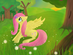 Size: 1600x1200 | Tagged: safe, artist:fancymareinblue, fluttershy, pegasus, pony, female, mare, pink mane, solo, yellow coat