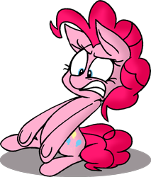 Size: 1027x1204 | Tagged: safe, artist:strangiesleepy, pinkie pie, earth pony, pony, female, mare, pink coat, pink mane, reaction image, solo