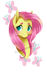 Size: 468x710 | Tagged: safe, artist:pocki07, fluttershy, pegasus, pony, bust, head, portrait, solo, thick eyebrows