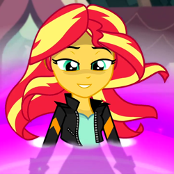 Size: 720x720 | Tagged: safe, edit, edited screencap, screencap, sunset shimmer, equestria girls, friendship games, cropped, inverted mouth, solo