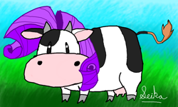 Size: 854x512 | Tagged: safe, artist:seika, rarity, cow, harvest moon, raricow, solo, species swap, udder