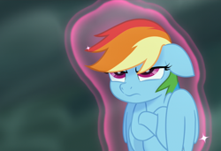 Size: 980x670 | Tagged: safe, derpibooru import, screencap, rainbow dash, pegasus, pony, my little pony: the movie, annoyed, cropped, crossed hooves, cute, floppy ears, grumpy, madorable, magic, pouting, solo, telekinesis