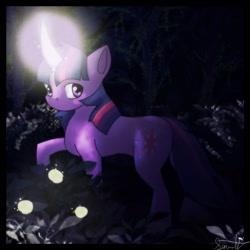 Size: 894x894 | Tagged: safe, artist:lordsameth, derpibooru import, twilight sparkle, forest, solo