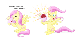 Size: 3000x1680 | Tagged: safe, artist:schreibaby-zephyr, fluttershy, pegasus, pony, crossover, pokémon, screaming, snuggling, whismur