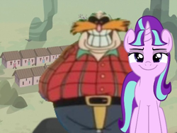 Size: 480x360 | Tagged: safe, edit, starlight glimmer, pony, unicorn, 1000 hours in ms paint, adventures of sonic the hedgehog, crossover, doctor eggman, looking at you, our town, photo, s5, sonic the hedgehog (series), youtube poop