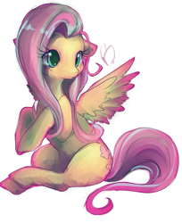 Size: 709x871 | Tagged: safe, artist:luvlymilk, fluttershy, pegasus, pony, female, mare, pink mane, solo, yellow coat