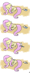 Size: 800x1947 | Tagged: safe, artist:nightbreeze7, angel bunny, fluttershy, pegasus, pony, blanket, comic, freezing, shivering