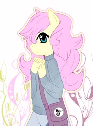 Size: 2412x3260 | Tagged: safe, artist:victorshinigami, fluttershy, anthro, clothes, purse, solo