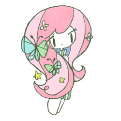 Size: 1000x1000 | Tagged: safe, artist:wasu, fluttershy, human, chibi, humanized, light skin, long mane, pixiv, solo