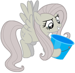 Size: 3586x3497 | Tagged: safe, artist:axemgr, fluttershy, pegasus, pony, bucket, discorded, flutterbitch, simple background, solo, transparent background, vector