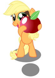 Size: 1087x1536 | Tagged: safe, artist:coltsteelstallion, applejack, earth pony, pony, apple, bipedal, cute, filly, jackabetes, simple background, solo, transparent background, vector