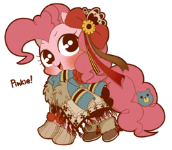 Size: 783x682 | Tagged: safe, artist:umeguru, pinkie pie, earth pony, pony, clothes, pixiv, scarf, shoes, solo