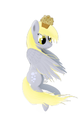 Size: 1000x1500 | Tagged: safe, artist:goforgold, derpy hooves, pegasus, pony, flying, muffin, solo