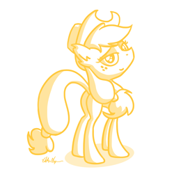 Size: 3000x3000 | Tagged: safe, artist:viktornewman, applejack, earth pony, pony, female, mare, monochrome, solo