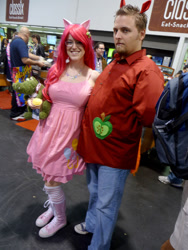 Size: 768x1024 | Tagged: artist needed, safe, big macintosh, pinkie pie, human, 2012, convention, cosplay, irl, irl human, photo, wondercon