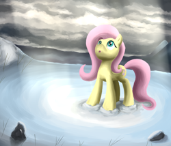 Size: 1780x1524 | Tagged: safe, artist:corina93, fluttershy, pegasus, pony, female, mare, snow, solo