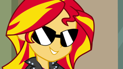 Size: 1920x1080 | Tagged: safe, artist:ra1nb0wk1tty, sunset shimmer, equestria girls, solo, sunglasses