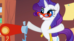 Size: 1050x590 | Tagged: safe, screencap, rarity, pony, unicorn, suited for success, female, mare, purple mane, solo, white coat