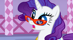 Size: 1050x590 | Tagged: safe, screencap, rarity, pony, unicorn, suited for success, female, mare, purple mane, solo, white coat