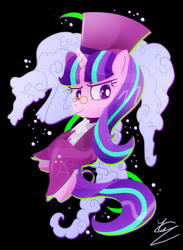 Size: 600x820 | Tagged: safe, artist:ii-art, snowfall frost, starlight glimmer, unicorn, a hearth's warming tail, bust, female, hat, mare, simple background, solo, top hat