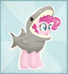 Size: 3040x3309 | Tagged: safe, artist:balloons504, pinkie pie, earth pony, pony, shark, animal costume, clothes, costume, cute, diapinkes, solo