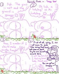 Size: 4779x6013 | Tagged: safe, artist:adorkabletwilightandfriends, spike, starlight glimmer, dragon, ladybug, pony, comic:adorkable twilight and friends, absurd resolution, adorkable friends, austin powers in the comments, comic, grass, humor, lineart, slice of life