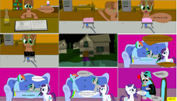 Size: 3864x2192 | Tagged: safe, artist:mellowbomb, derpibooru import, rainbow dash, rarity, oc, oc:closingrain, oc:doctor dextor wise, pegasus, pony, unicorn, comic:calamity fateful, 1000 hours in ms paint, comic, dialogue