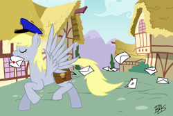 Size: 1234x825 | Tagged: safe, artist:sheason, derpy hooves, pegasus, pony, female, letter, mailmare, mare, solo
