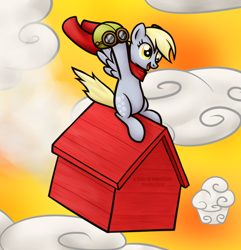 Size: 868x900 | Tagged: safe, artist:alittleofsomething, derpy hooves, pegasus, pony, female, mare, peanuts, solo, sopwith camel, ww1 flying ace