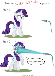 Size: 3850x5315 | Tagged: dead source, safe, artist:jittery-the-dragon, rarity, pony, unicorn, annoyed, eyes closed, female, frown, glare, hose, mare, open mouth, pointless pony tips, raised hoof, simple background, transparent background, vector, water, wharrgarbl