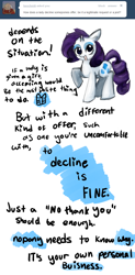 Size: 680x1380 | Tagged: safe, artist:moonblizzard, rarity, pony, unicorn, ask, rarity answers, solo, tumblr