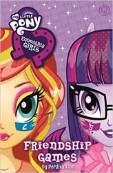 Size: 328x499 | Tagged: safe, sci-twi, sunset shimmer, twilight sparkle, equestria girls, friendship games, book, box art, equestria girls logo, glasses, my little pony logo, united kingdom