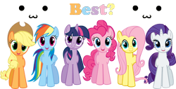 Size: 1280x650 | Tagged: safe, artist:jaysk8, derpibooru import, applejack, fluttershy, pinkie pie, rainbow dash, rarity, twilight sparkle, earth pony, pegasus, pony, unicorn, best pony, happy, looking at you, mane six, smiling