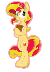 Size: 2456x3484 | Tagged: safe, artist:meowmavi, sunset shimmer, pony, bipedal, book, ear fluff, simple background, smiling, solo, transparent background